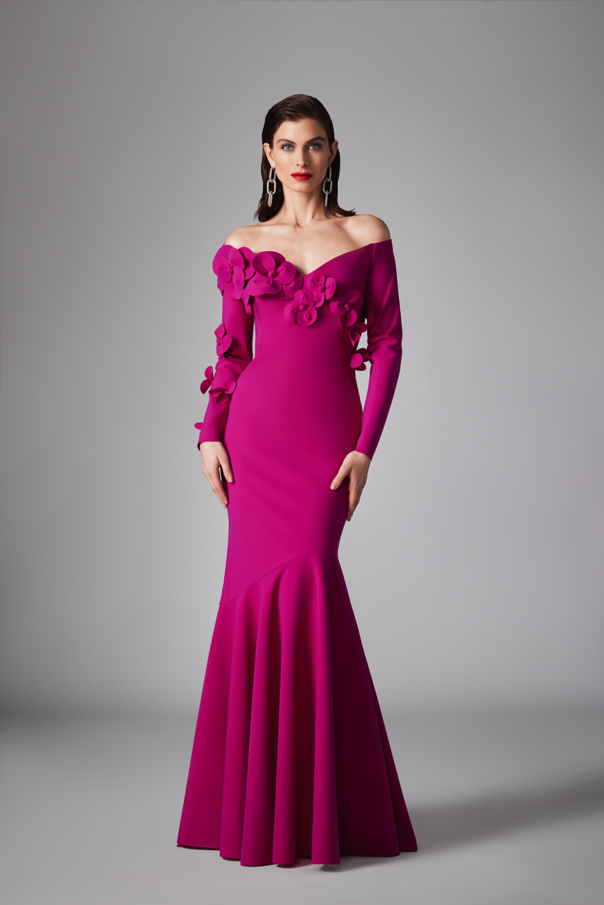 OFF-THE-SHOULDER JERSEY GOWN