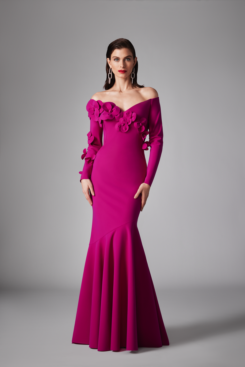 OFF-THE-SHOULDER JERSEY GOWN