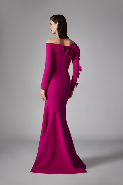 OFF-THE-SHOULDER JERSEY GOWN