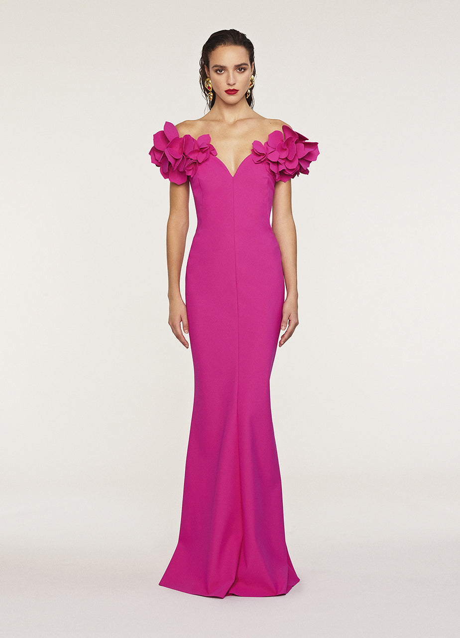 OFF-THE-SHOULDER JERSEY GOWN