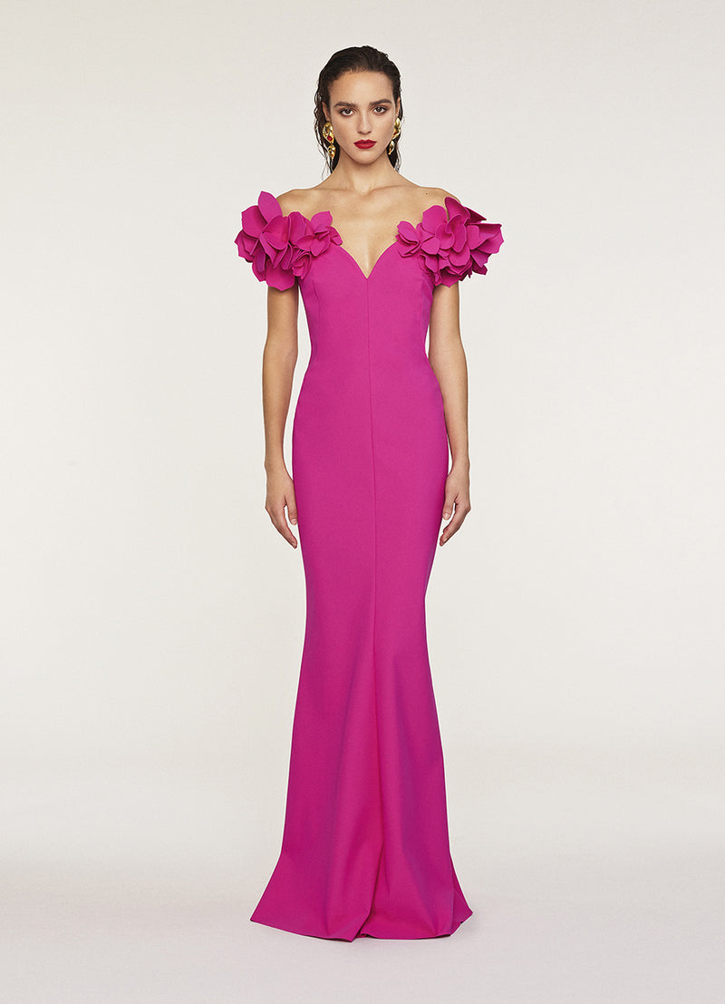 OFF-THE-SHOULDER JERSEY GOWN