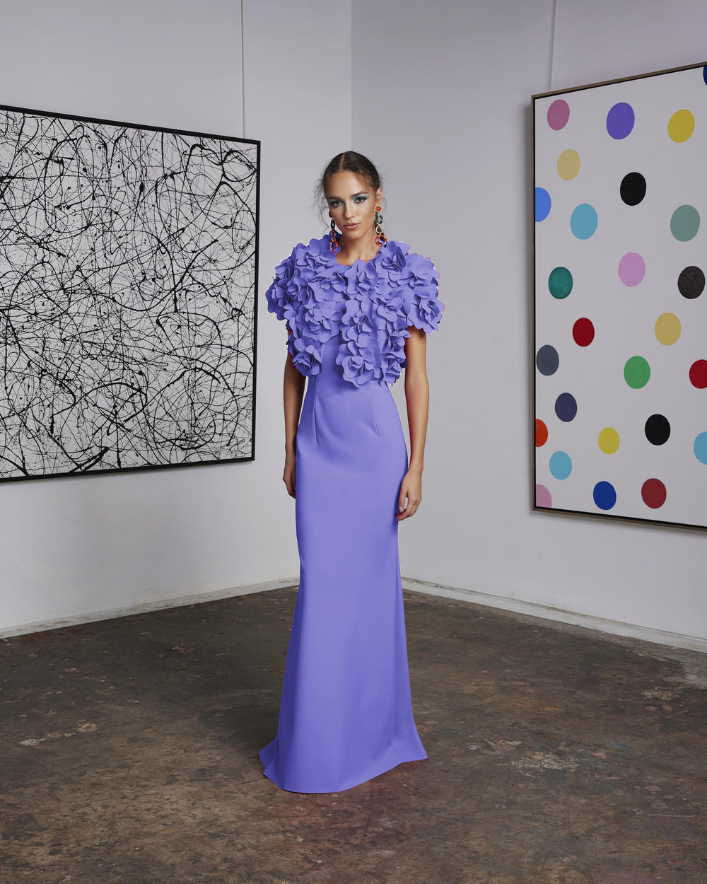 VESTIDO DE JERSEY SIN TIRANTES Y BOLERO FLORAL 3D