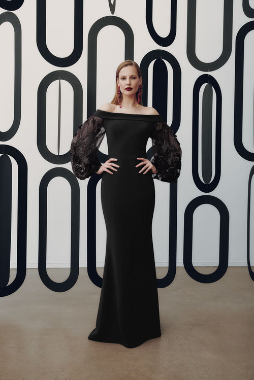 Off-the-shoulder gown
