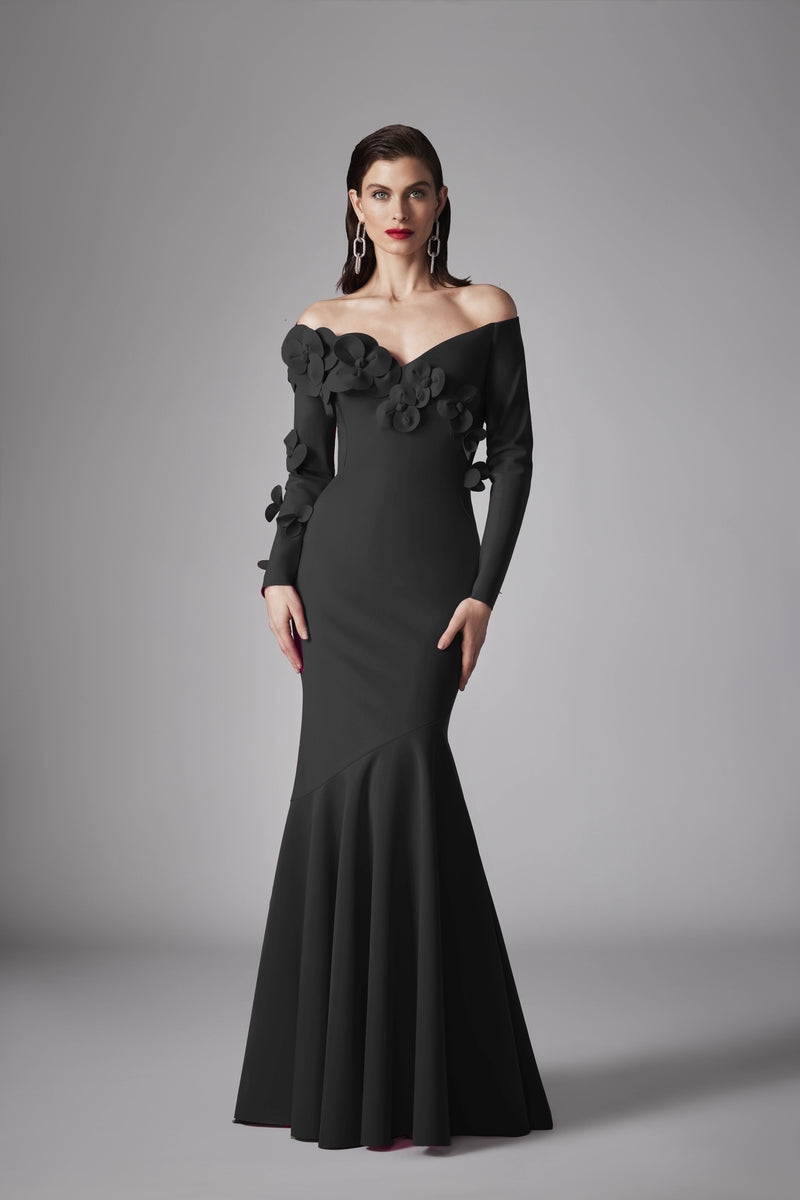 OFF-THE-SHOULDER JERSEY GOWN