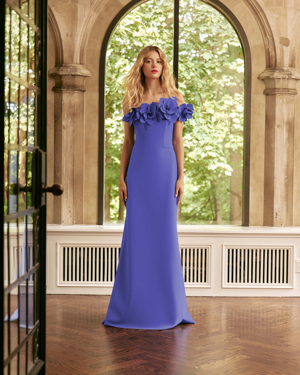 OFF-THE-SHOULDER JERSEY GOWN