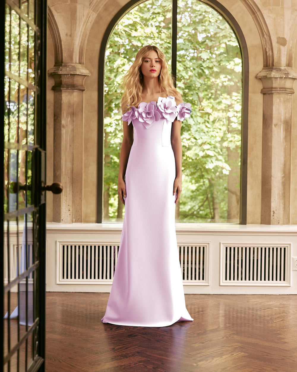 OFF-THE-SHOULDER JERSEY GOWN