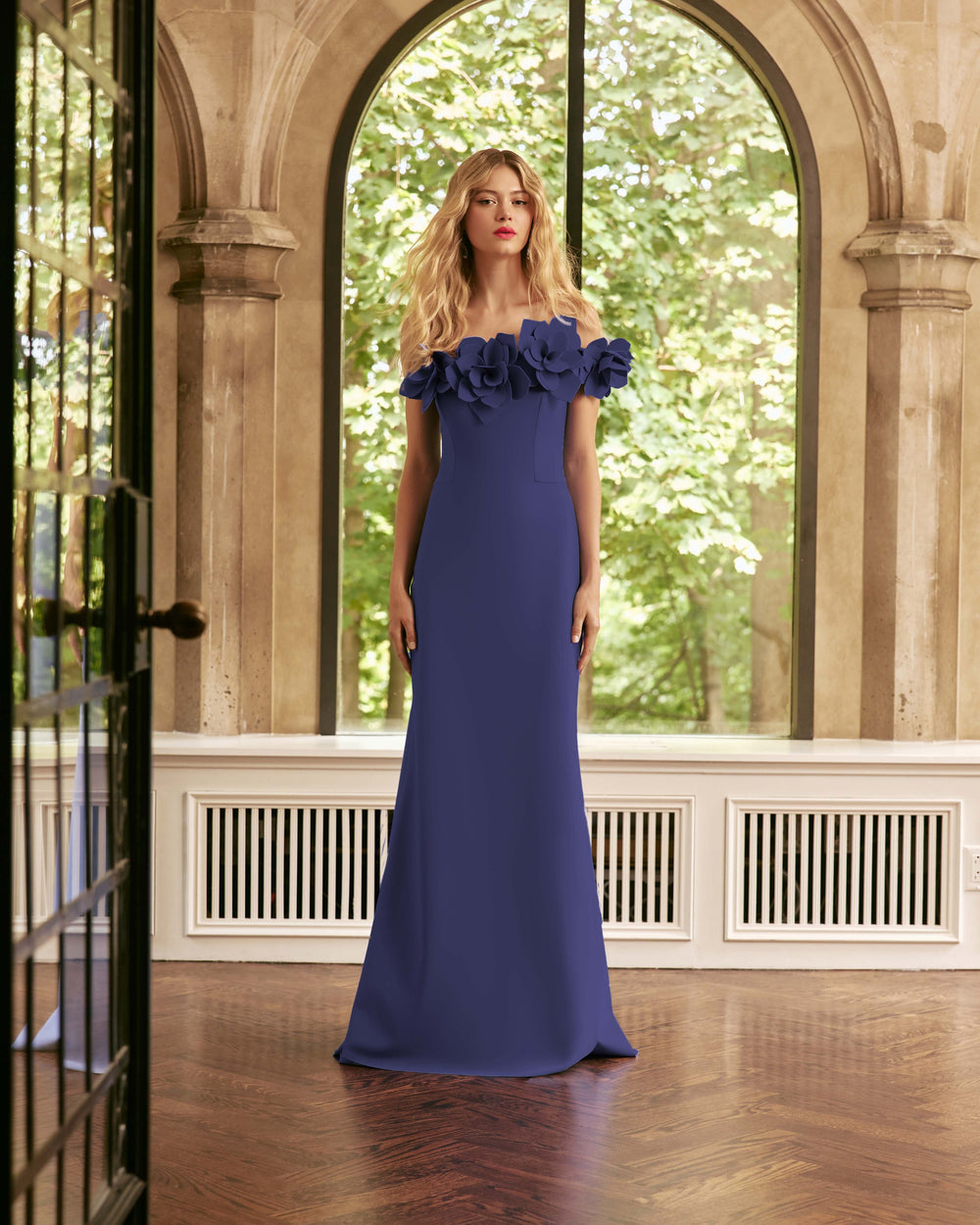 OFF-THE-SHOULDER JERSEY GOWN